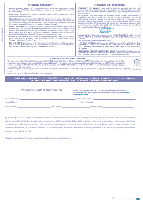 Download South Africa Standard bank mortgage statement in Word and PDF formats 3 Photoshop template